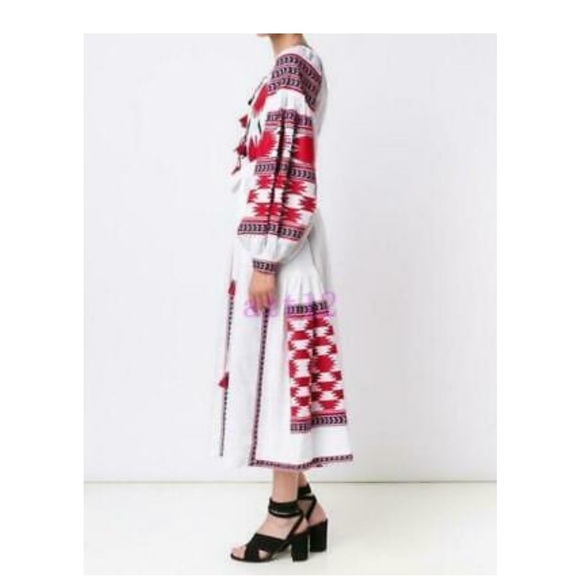 NWT Embroidered linen boho dress maxi with fashion embroidery Vyshyvanka - Picture 6 of 12